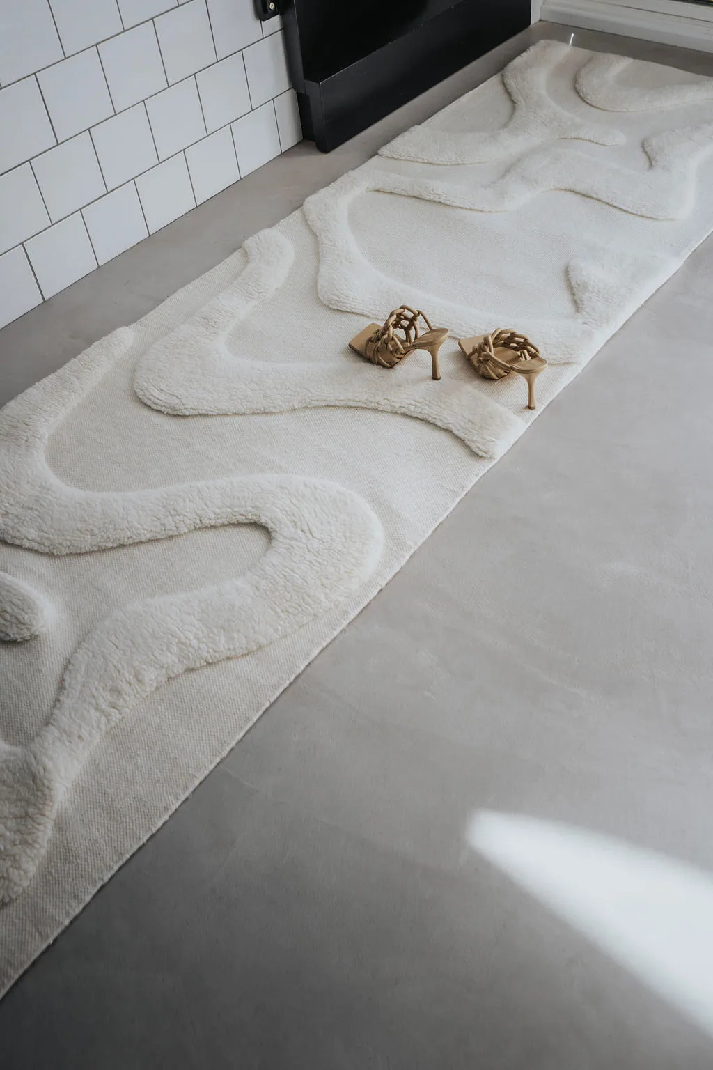 Norlander entrance rug wool 80x250 cm, White Tinted