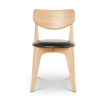 Slab dining chair upholstered seat - Natural oak-black leather - Tom Dixon
