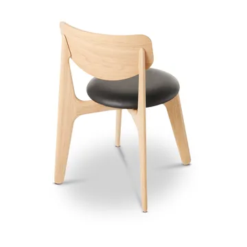 Slab dining chair upholstered seat - Natural oak-black leather - Tom Dixon