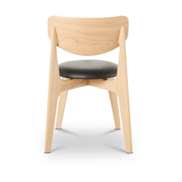 Slab dining chair upholstered seat - Natural oak-black leather - Tom Dixon