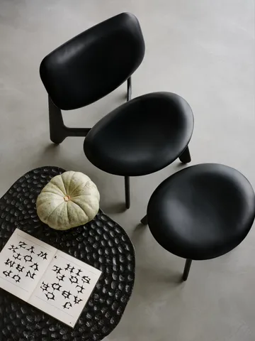 Slab lounge chair upholstered seat - Black ash-black leather - Tom Dixon
