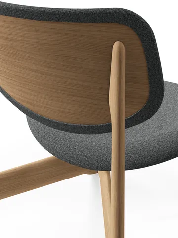Slab lounge chair upholstered seat - Natural brushed oak-Hallingdal 0130 mid grey - Tom Dixon