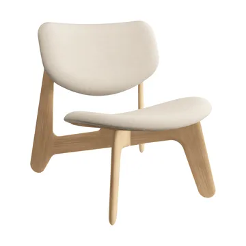 Slab lounge chair upholstered seat - Natural brushed oak-Linara 05 CMHR Cream - Tom Dixon