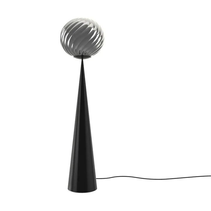 Whirl cone fat floor lamp - Silver-black - Tom Dixon