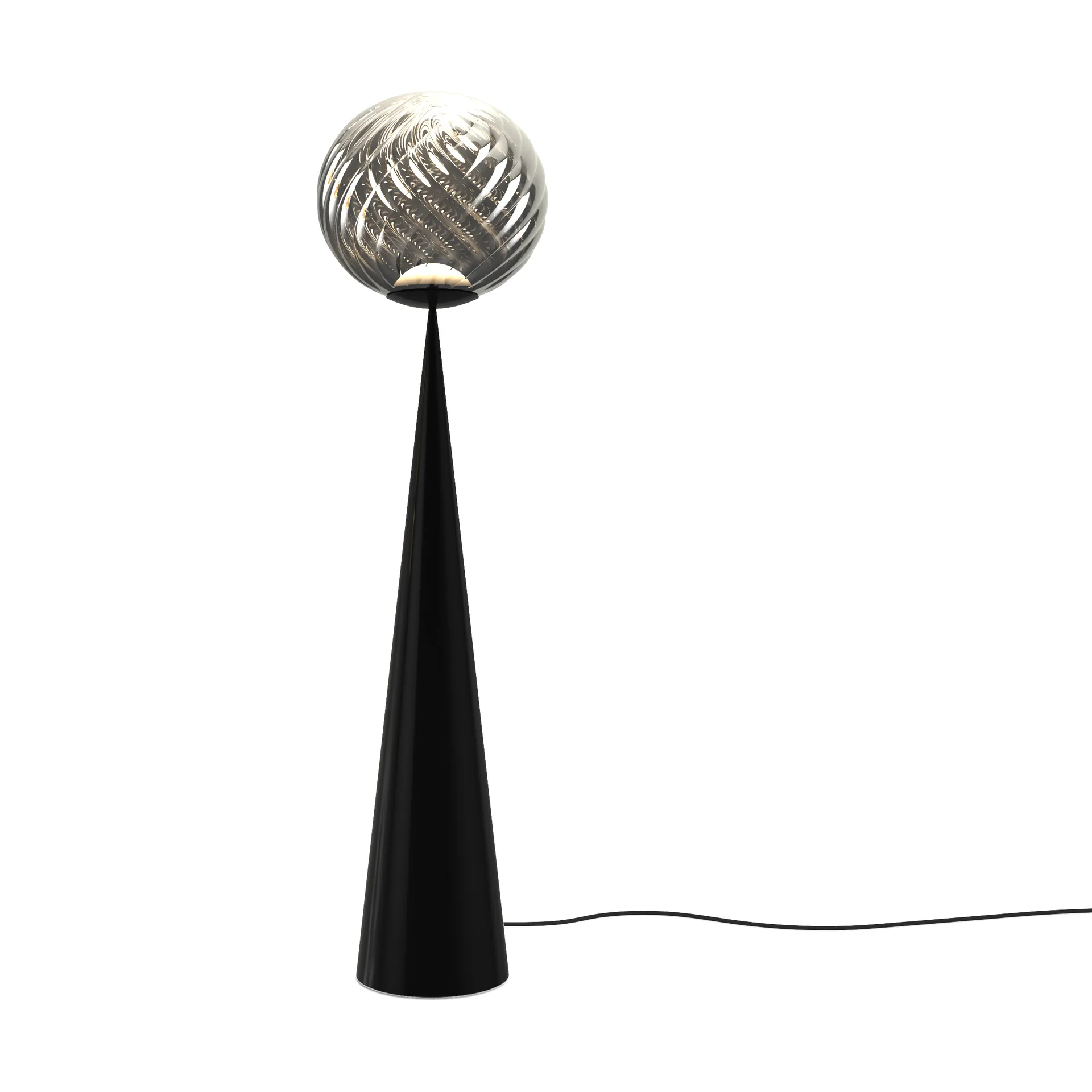 Whirl cone fat floor lamp, Silver-black Tom Dixon