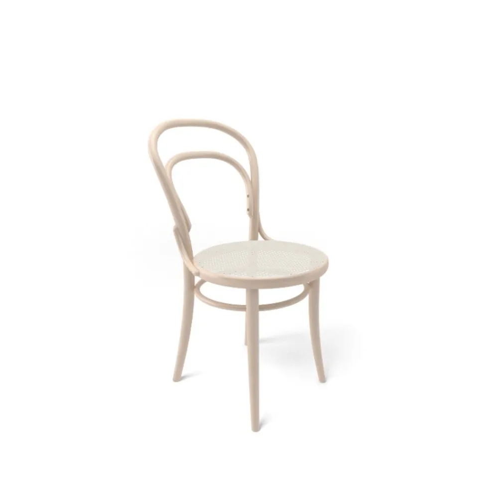 Ton no.14 chair, Beech clear lacquer-New rattan seat TON