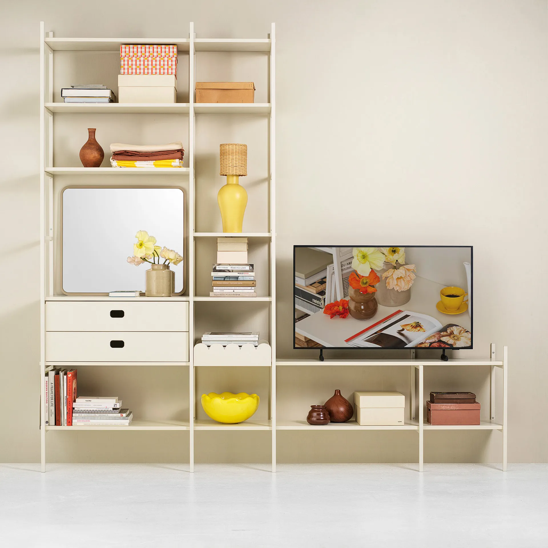 Portal TV shelf, Off white, 244 cm,  TÔNN furniture