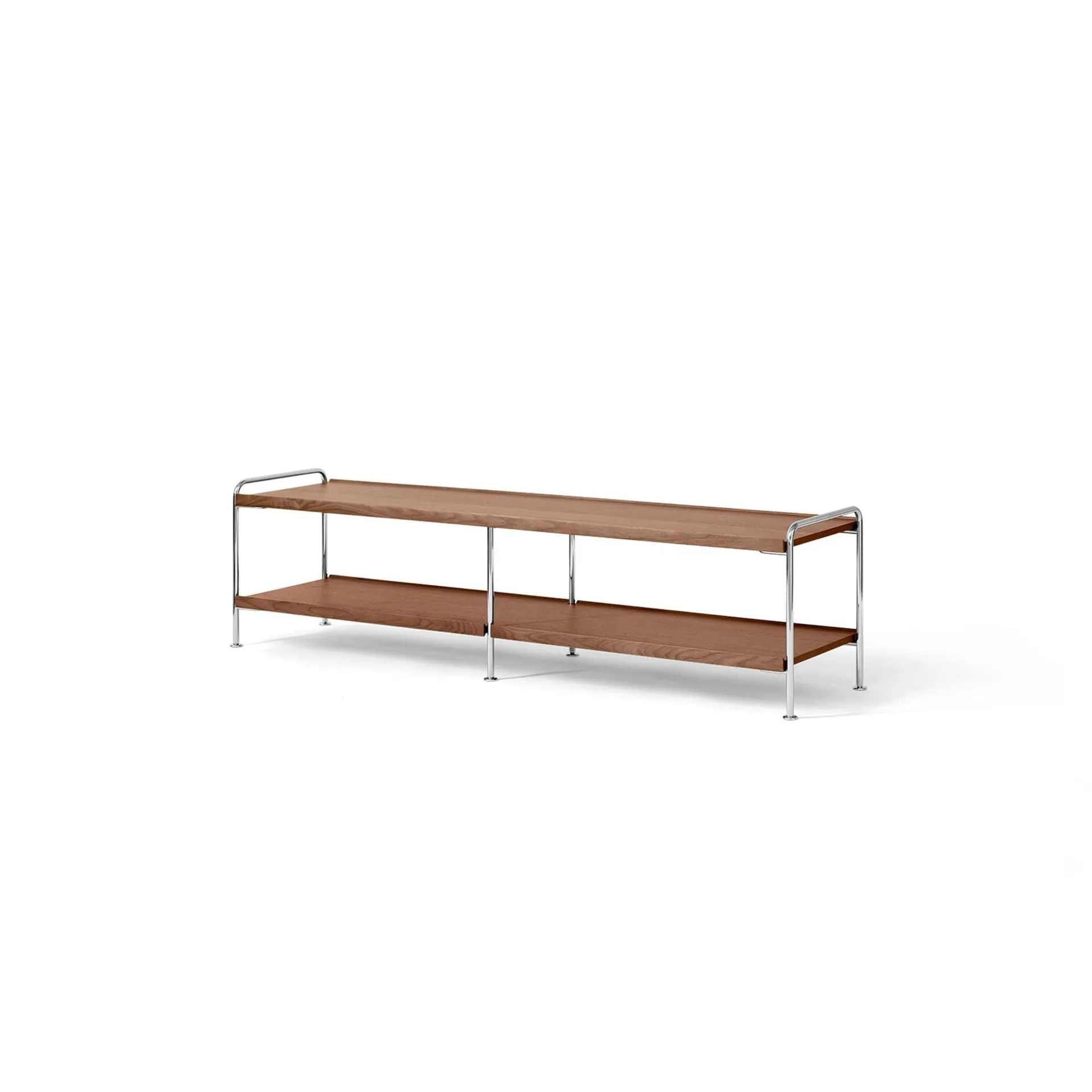 Alima NDS4 console shelf, Lacquered walnut-chrome, 162x42x38 cm &Tradition