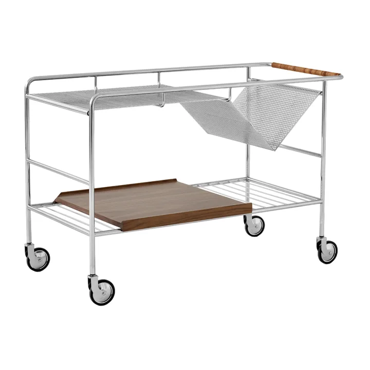Alima storage trolley varnished walnut - Chrome & lacquered walnut - &Tradition