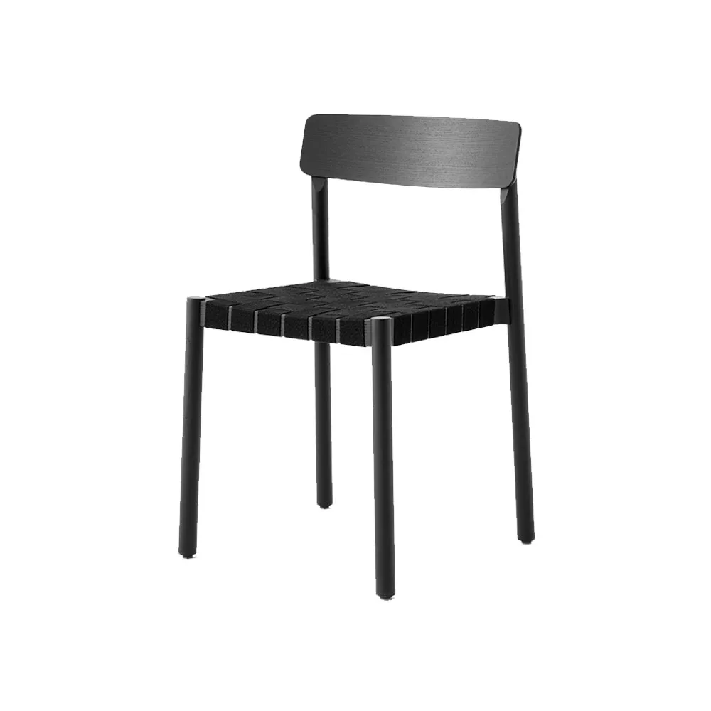 Betty TK1 Chair, Black, black braided linen band seat &Tradition