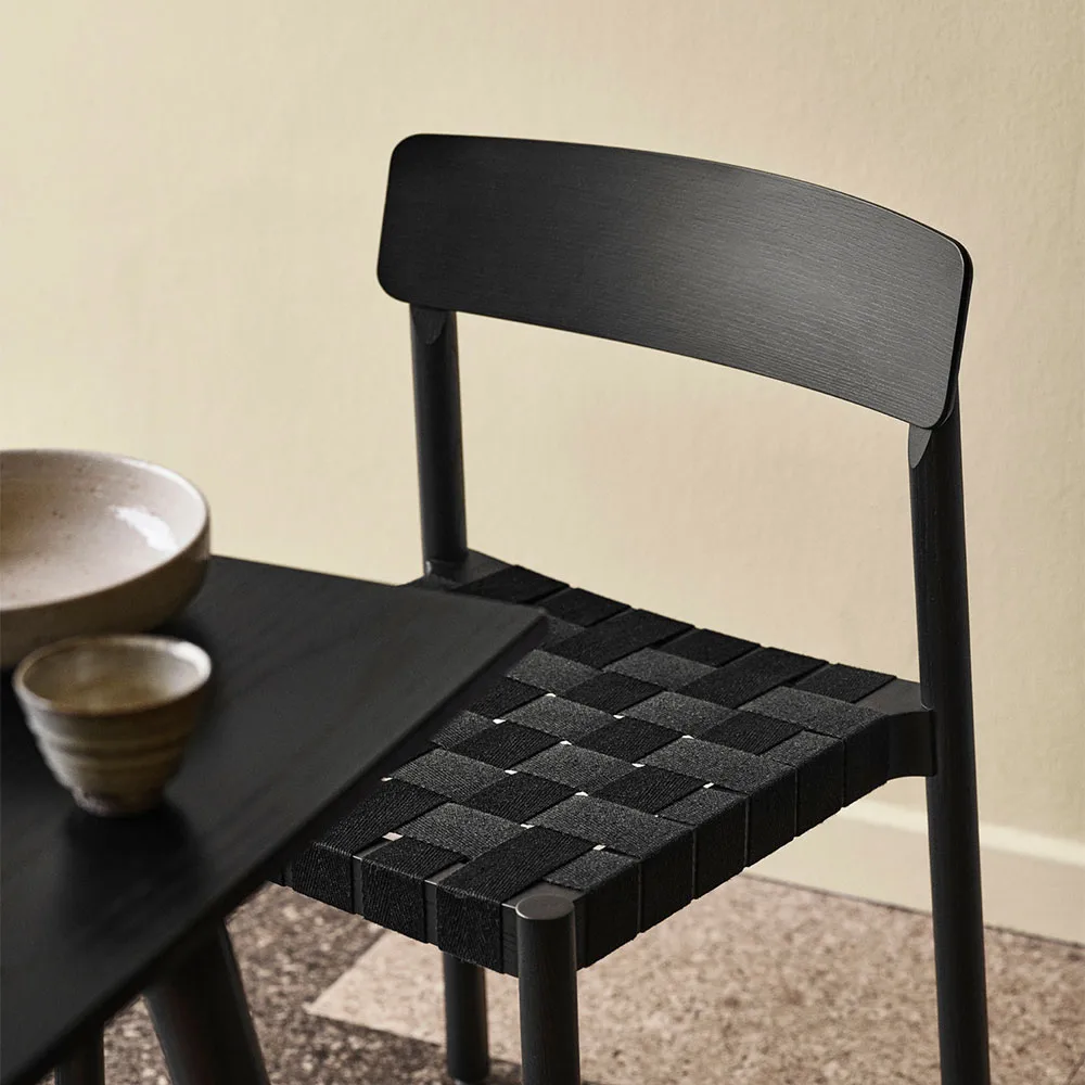 Betty TK1 Chair, Black, black braided linen band seat &Tradition
