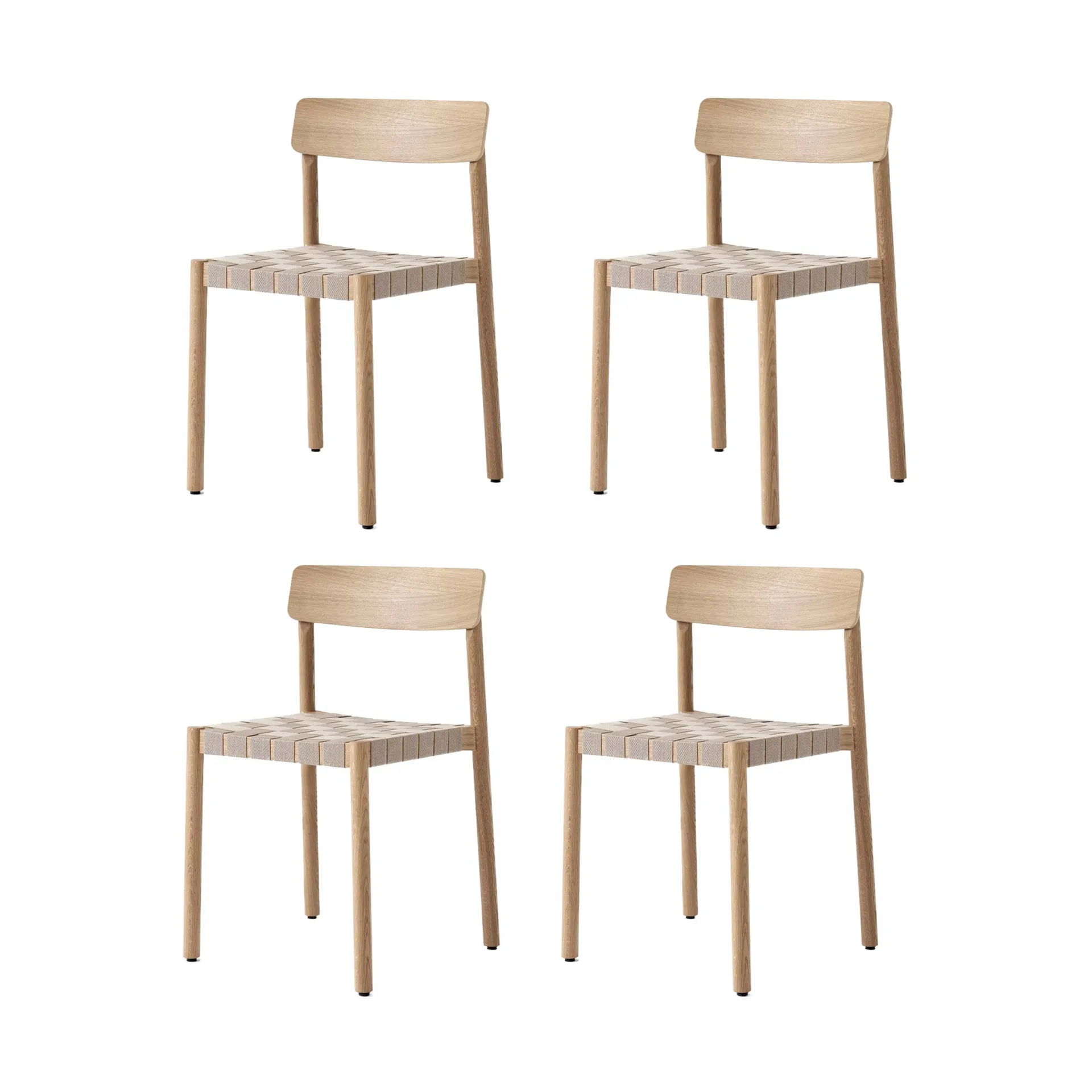 Betty TK1 chair, Oak-natural woven linen strap seat, 4-pack,  &Tradition