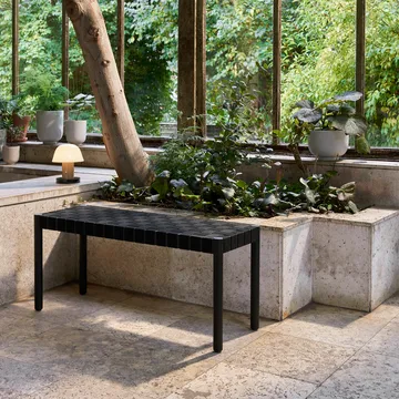 Betty TK4 bench - Black. black braided linen seat - &Tradition