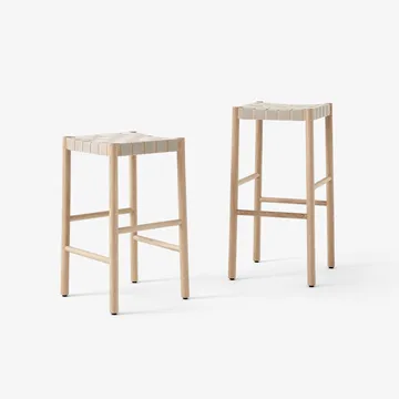 Betty TK7 barstool - Black, nature braided linen band seat - &Tradition