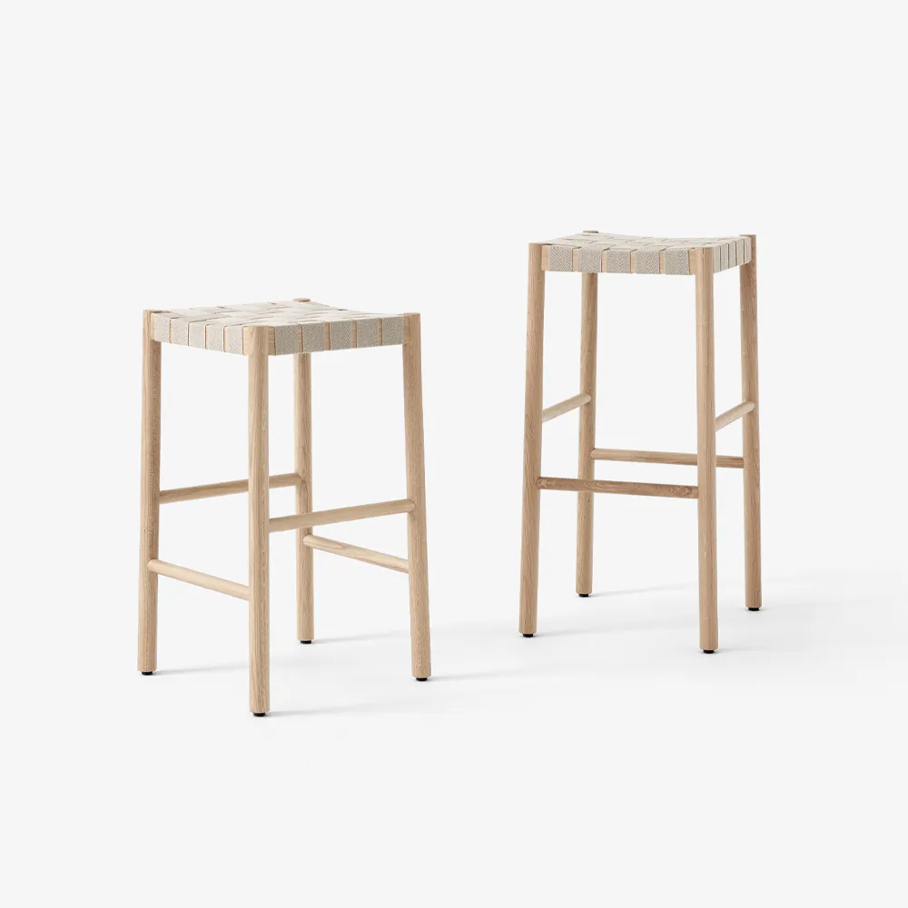 Betty TK8 barstool, Oak, natural braided linen band seat &Tradition