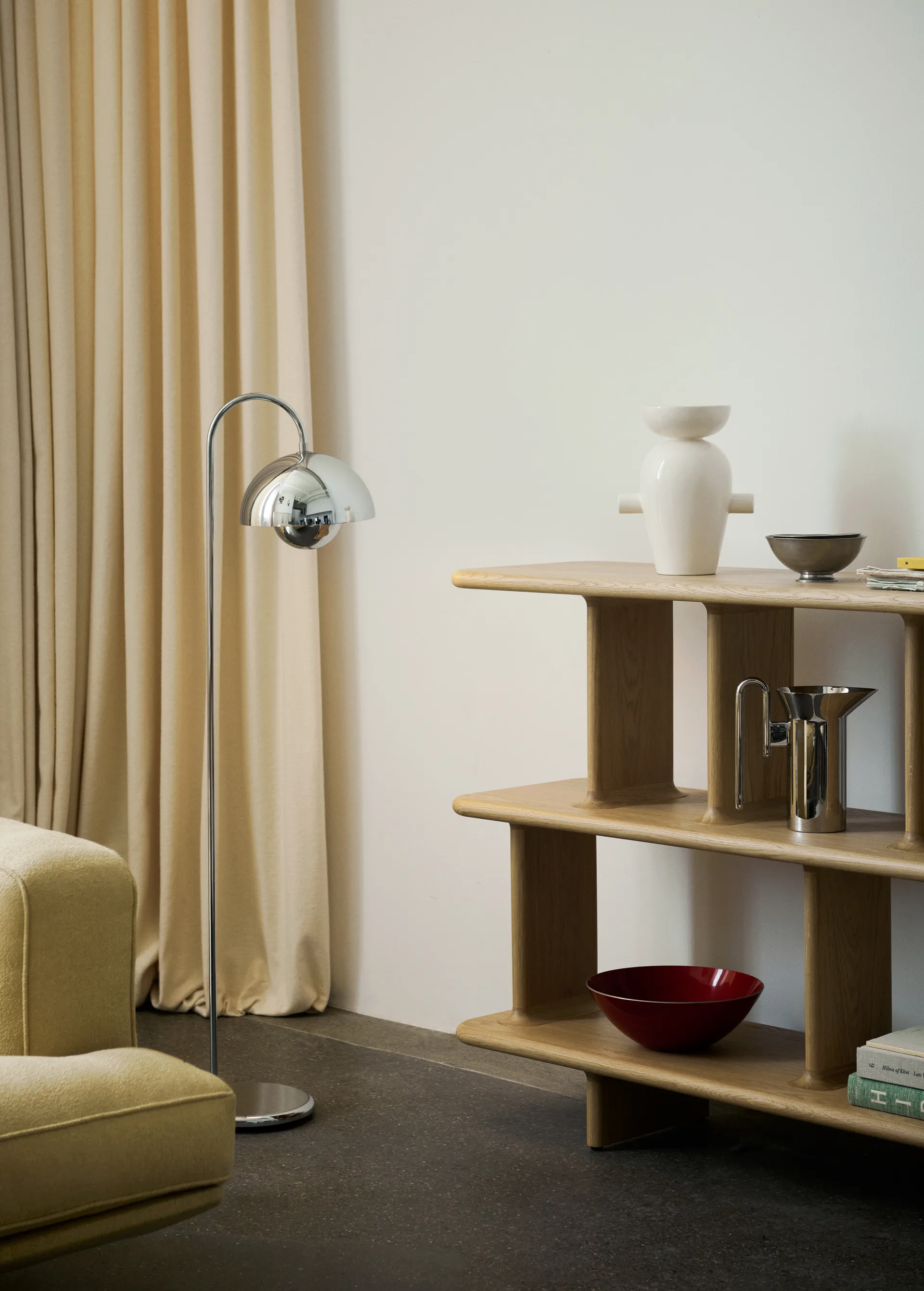 Flowerpot VP12 floor lamp, Chrome &Tradition