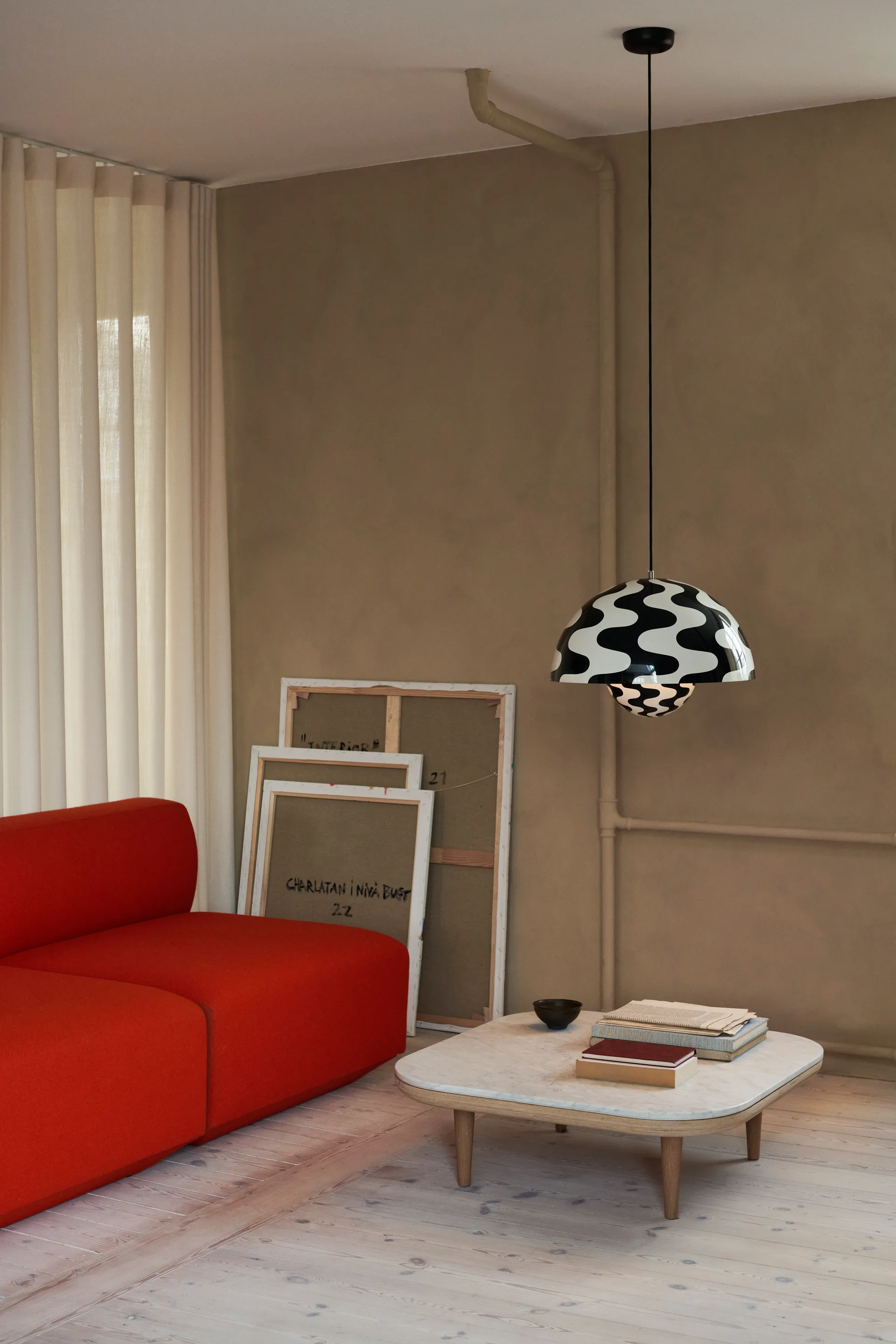 Flowerpot VP2 pendant lamp big, Black-white pattern &Tradition