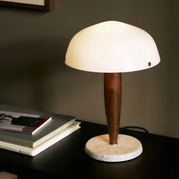 Herman SHY3 table lamp - walnut & cream marble, textile cord - &Tradition