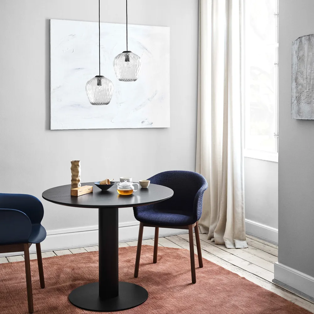 In Between SK11 dining table, Oak oil.matte black metal stand &Tradition