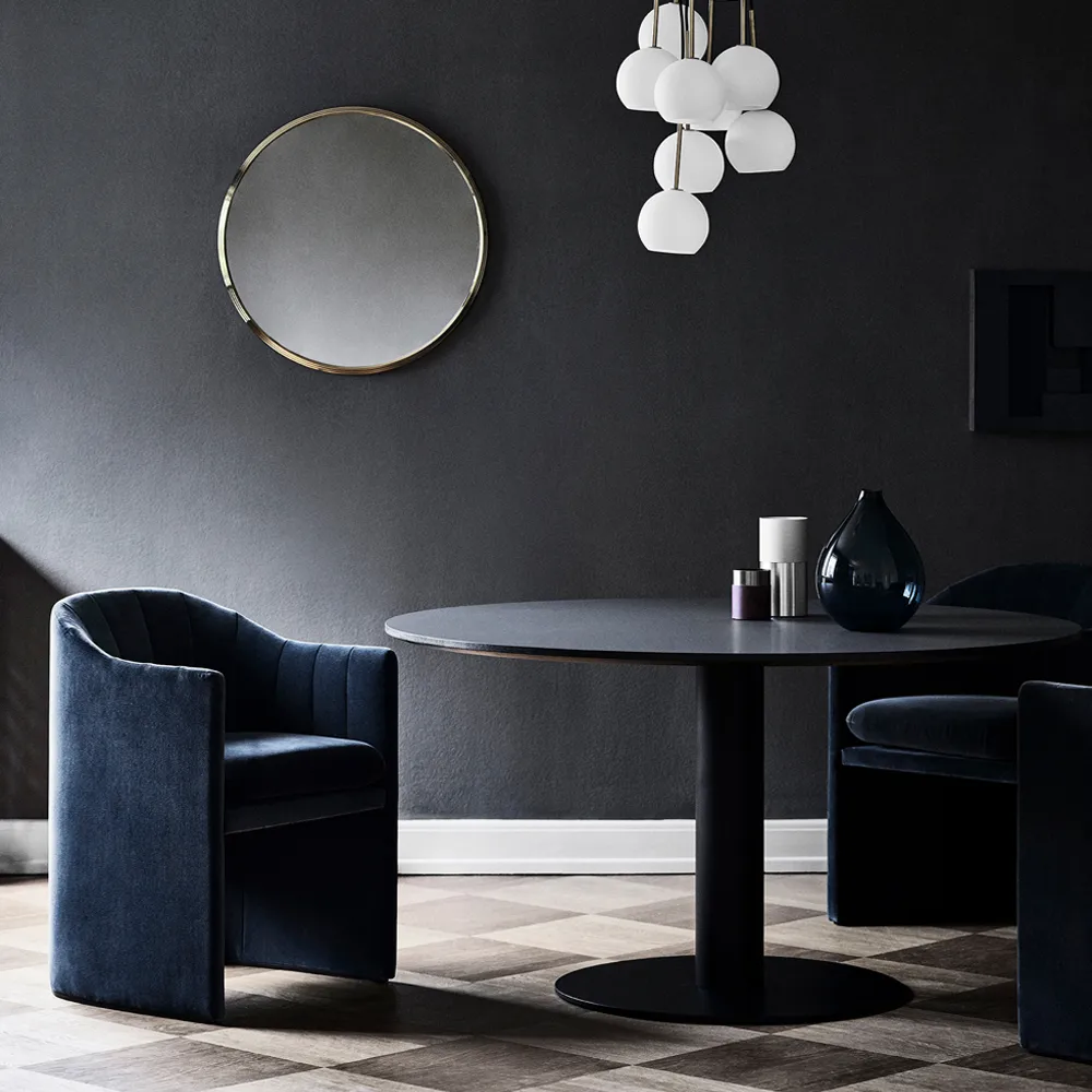 In Between SK12 dining table, Oak oil.matte black metal stand &Tradition