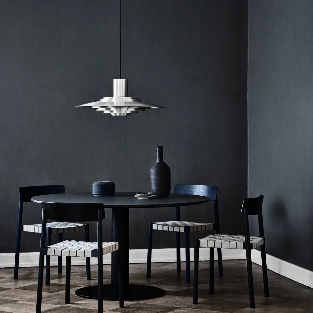 In Between SK12 dining table, Oak smoked oil matte black metal stand &Tradition