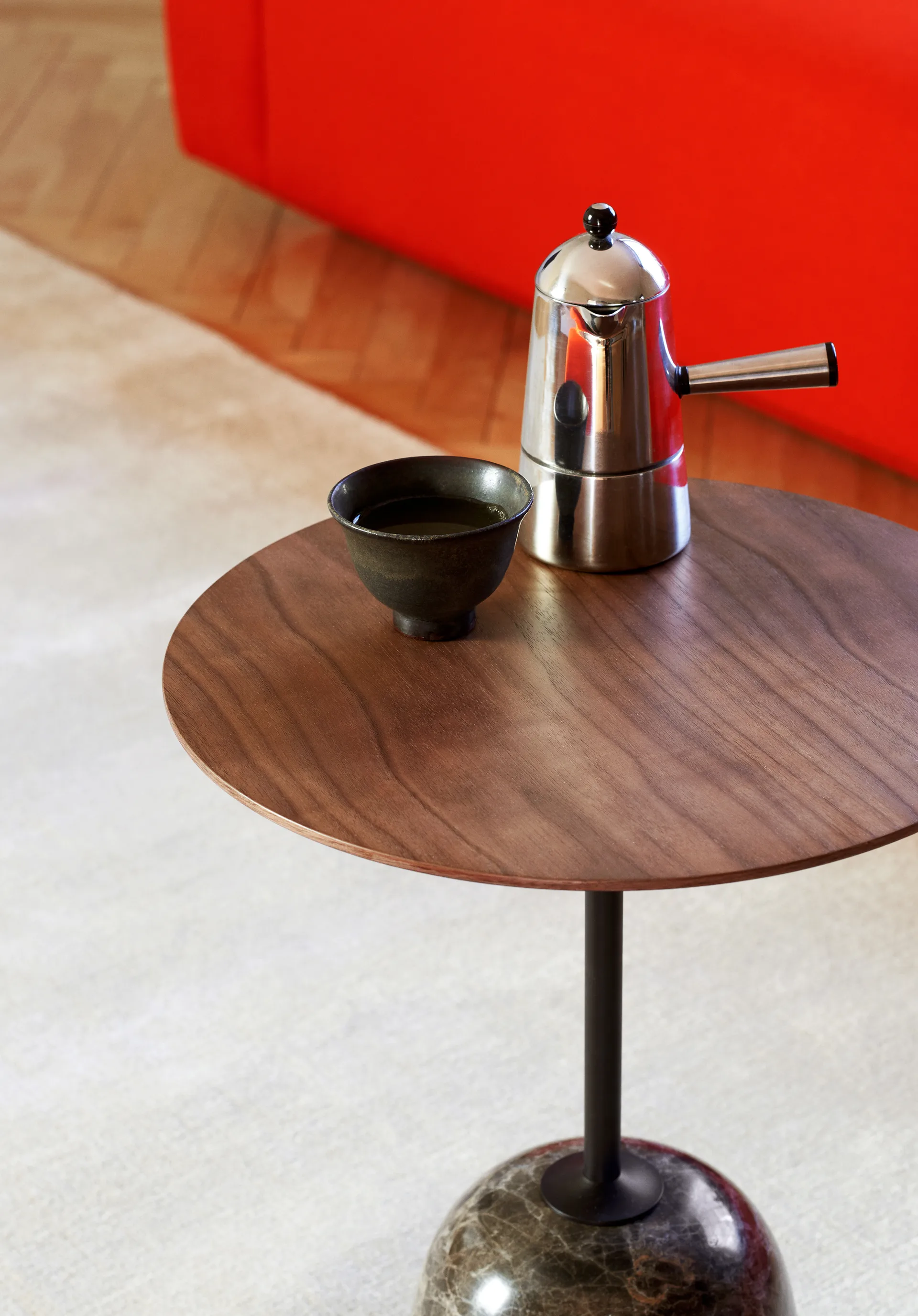 Lato side table LN8, Lacquered walnut-Emperador marble &Tradition