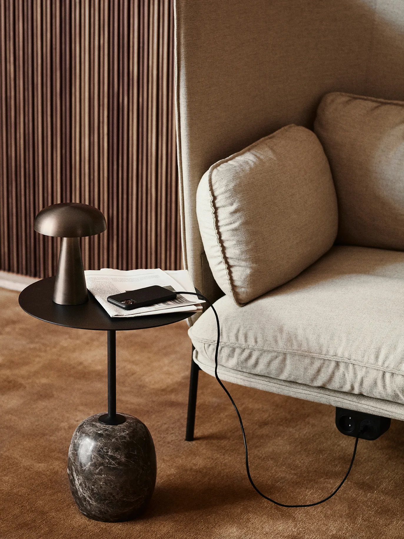 Lato side table LN8, Warm black-Emparador marble &Tradition