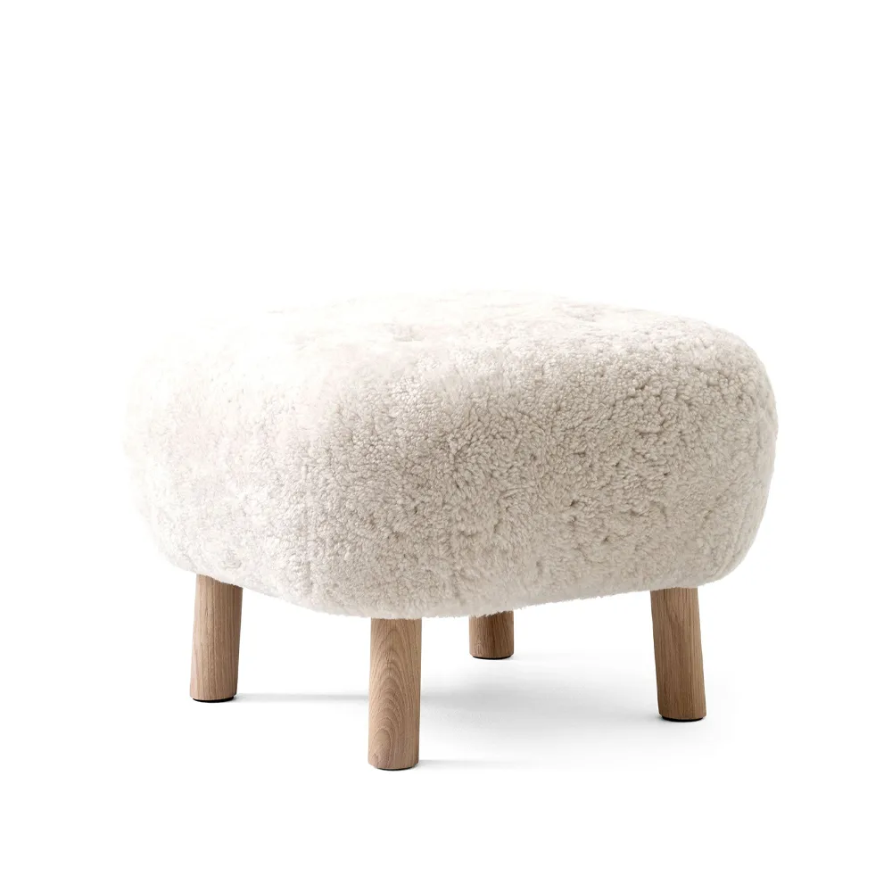 Little Petra ATD1 footstool, Sheepskin moonlight-oak legs oiled &Tradition