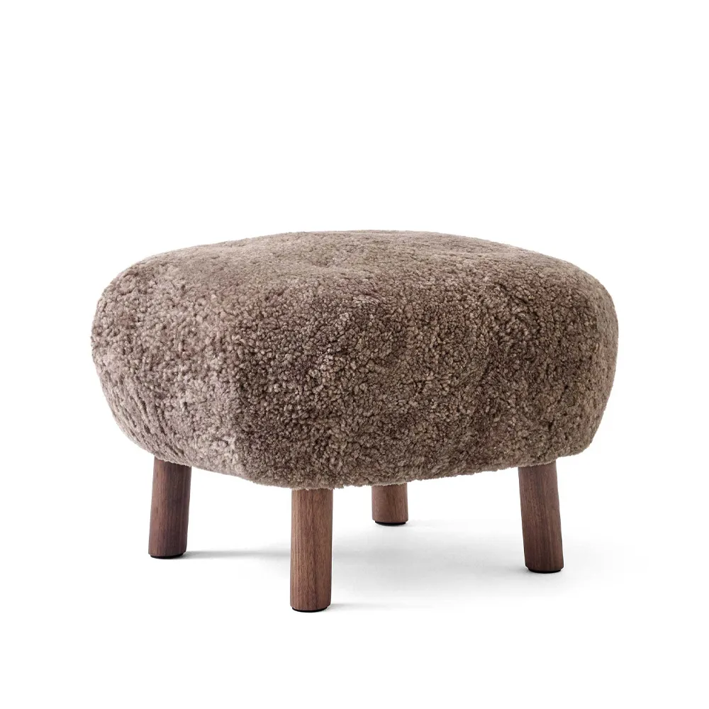 Little Petra ATD1 footstool, Sheepskin Sahara-walnut legs &Tradition