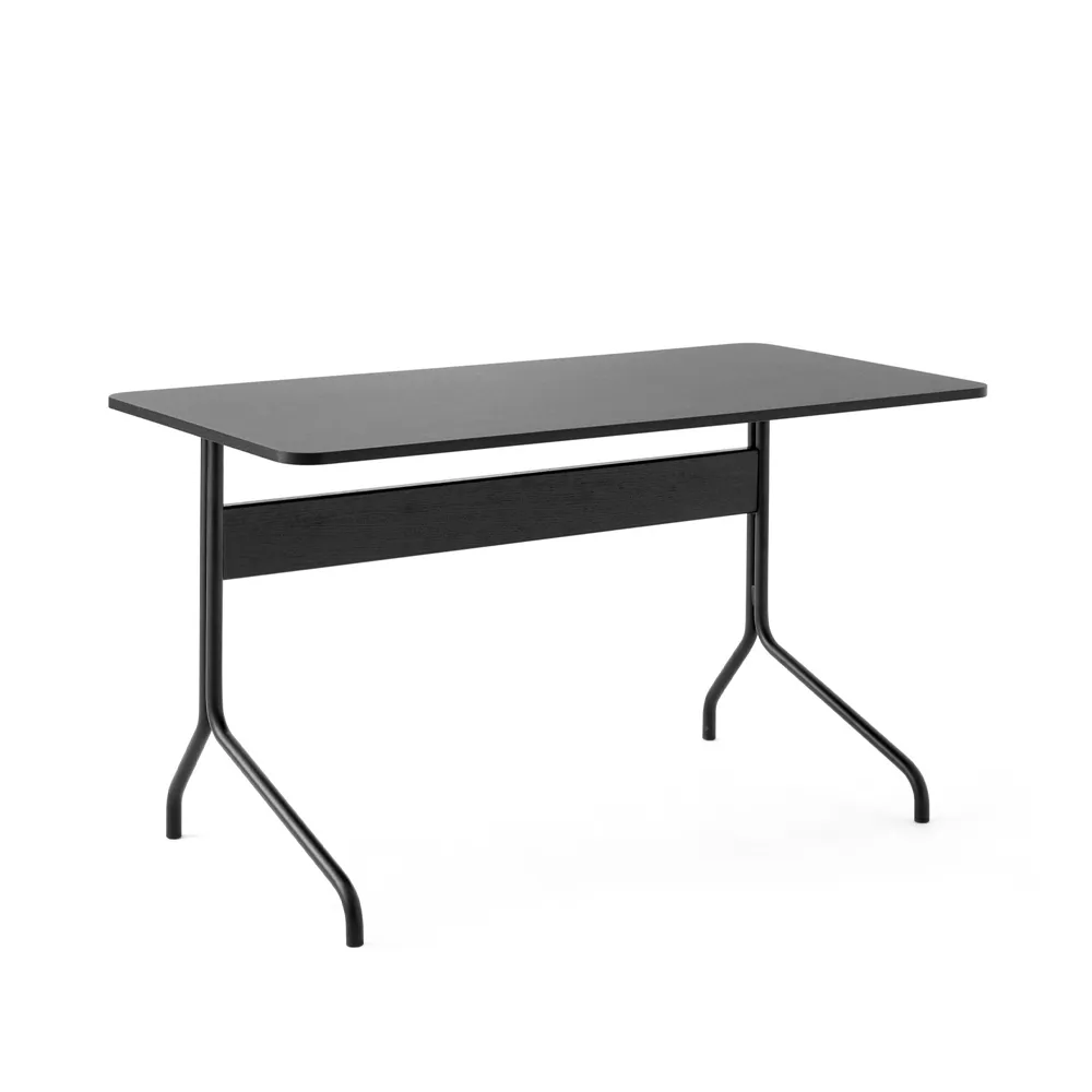 Pavilion AV16 desk, Black linoleum, black lacquered oak, black leg &Tradition