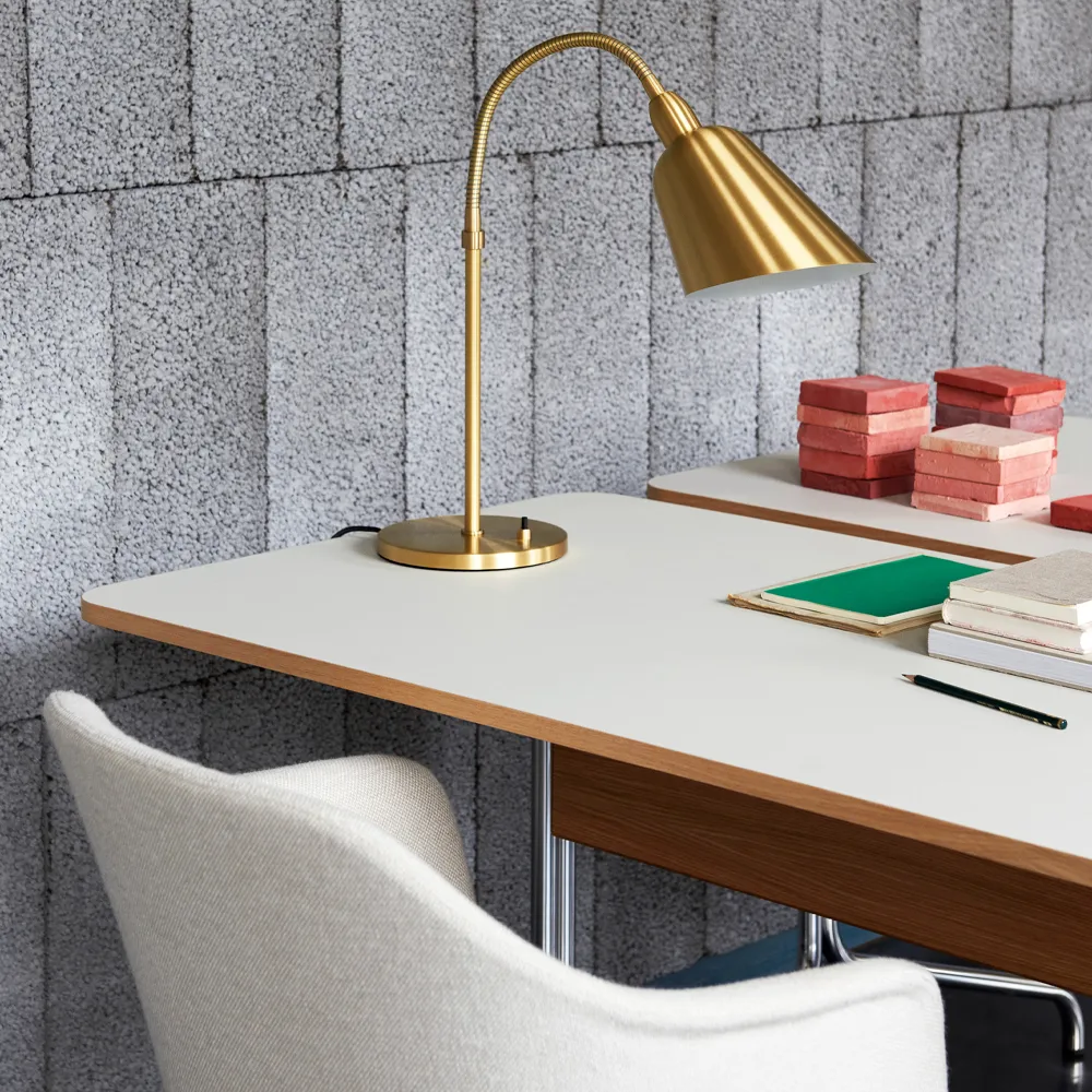 Pavilion AV16 desk, Black linoleum, black lacquered oak, black leg &Tradition