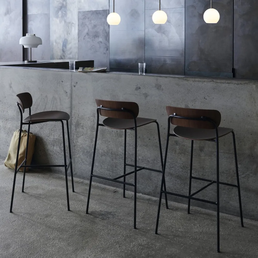 Pavilion AV9 barstool, Black, steel legs &Tradition