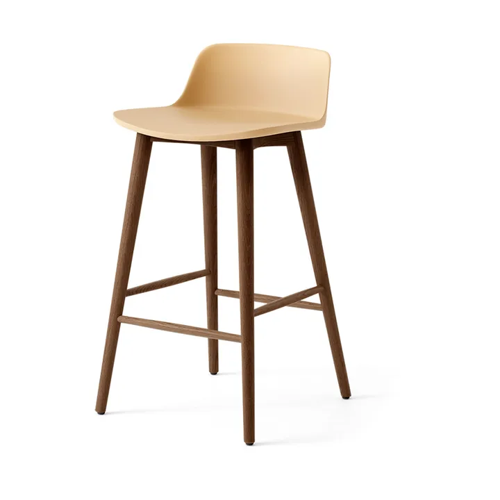 Rely HW118 bar stool - Beige sand-lacquered walnut, 65 cm - &Tradition
