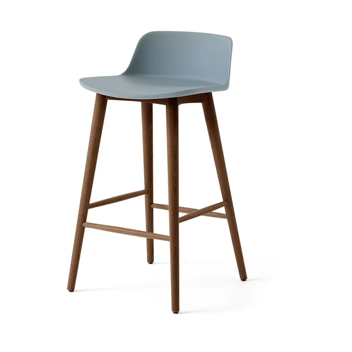 Rely HW118 bar stool - Light blue-lacquered walnut, 65 cm - &Tradition