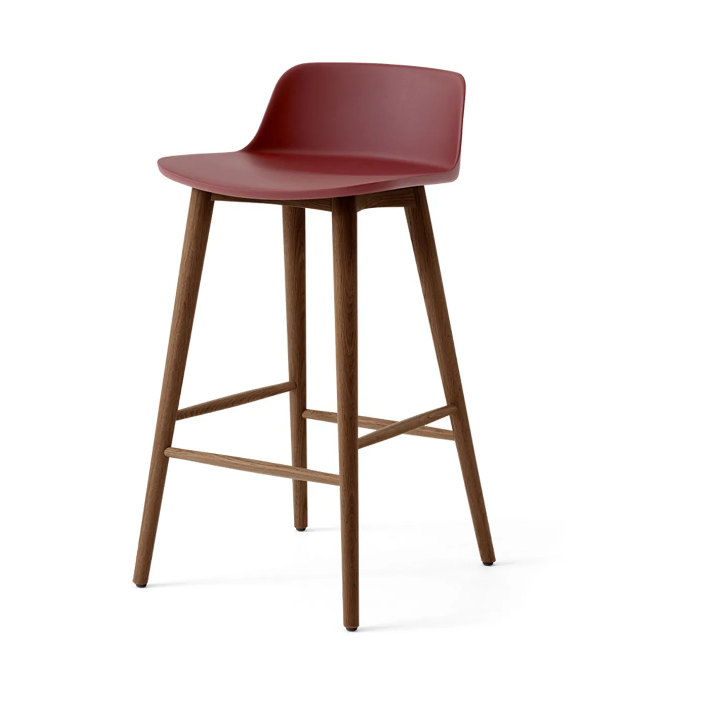 Rely HW118 bar stool, Red brown-lacquered walnut, 65 cm &Tradition