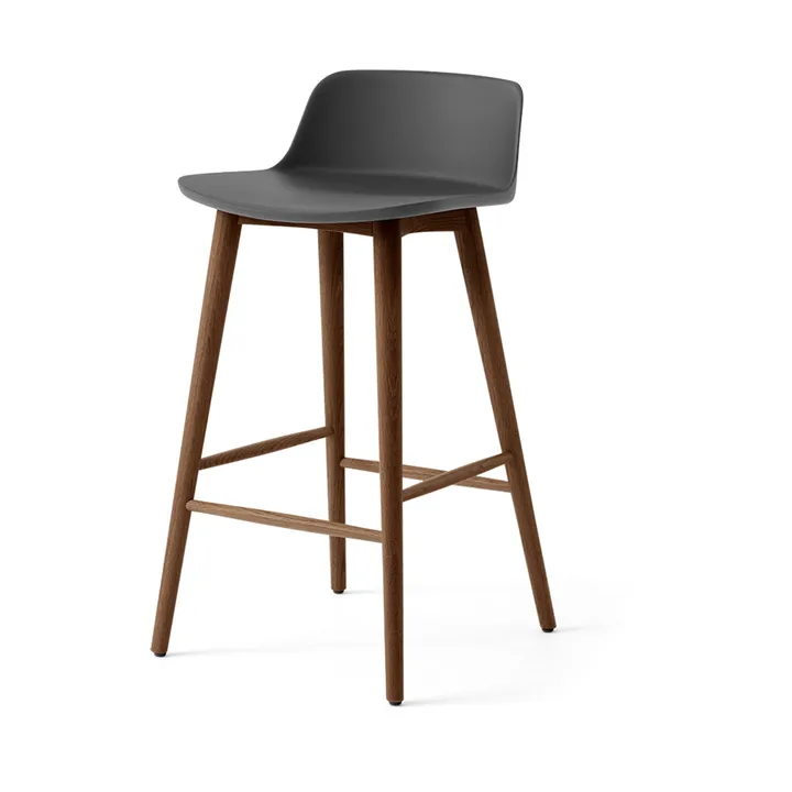 Rely HW118 bar stool - Stone grey-lacquered walnut, 65 cm - &Tradition