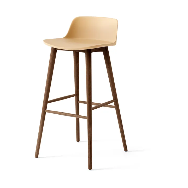Rely HW123 bar stool - Beige sand-lacquered walnut, 75 cm - &Tradition