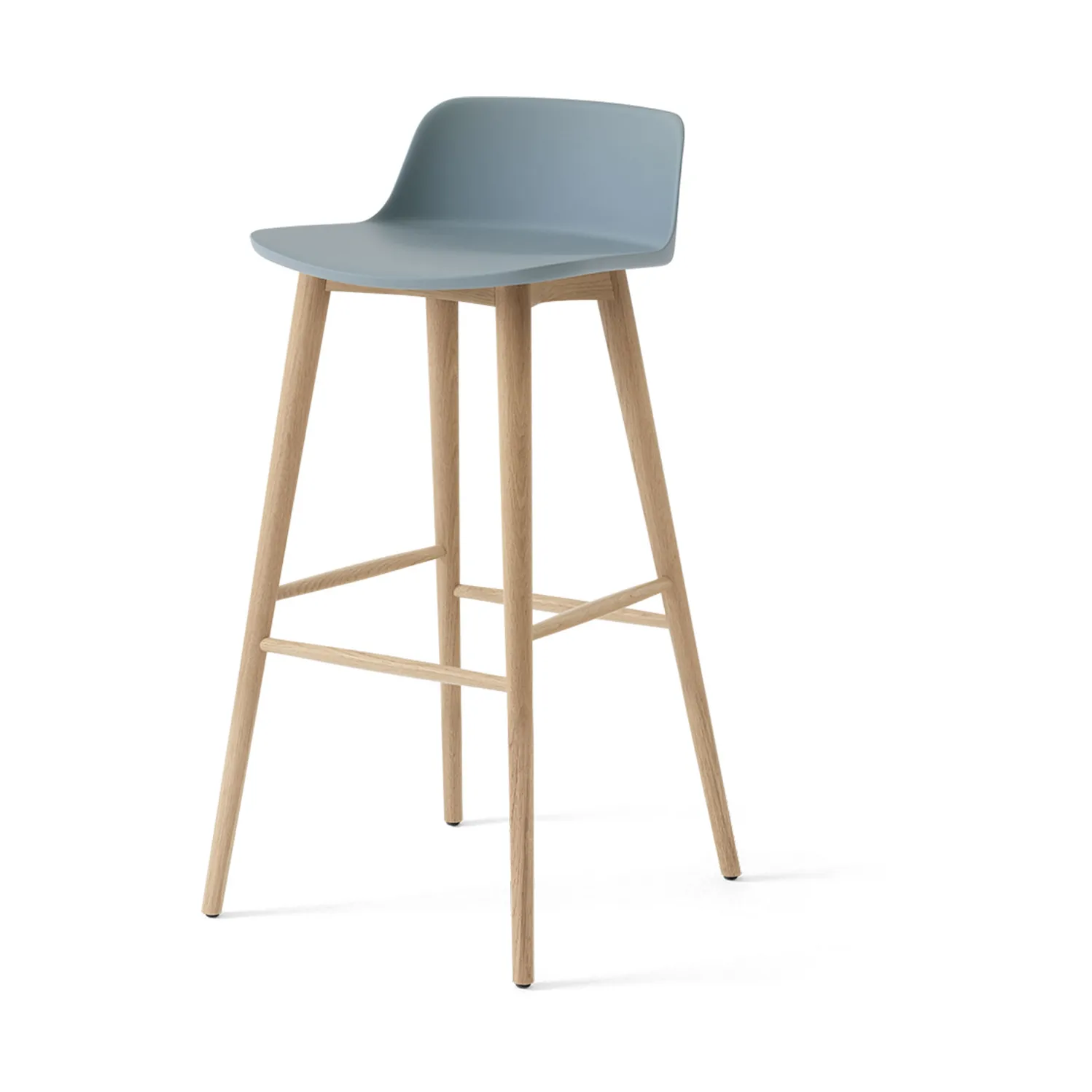Rely HW123 bar stool, Light blue-lacquered oak, 75 cm &Tradition