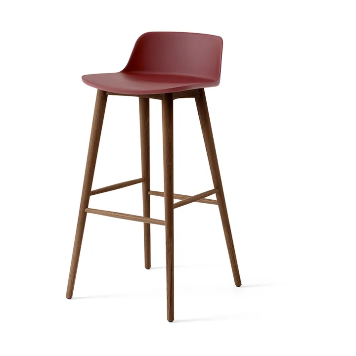 Rely HW123 bar stool - Red brown-lacquered walnut, 75 cm - &Tradition