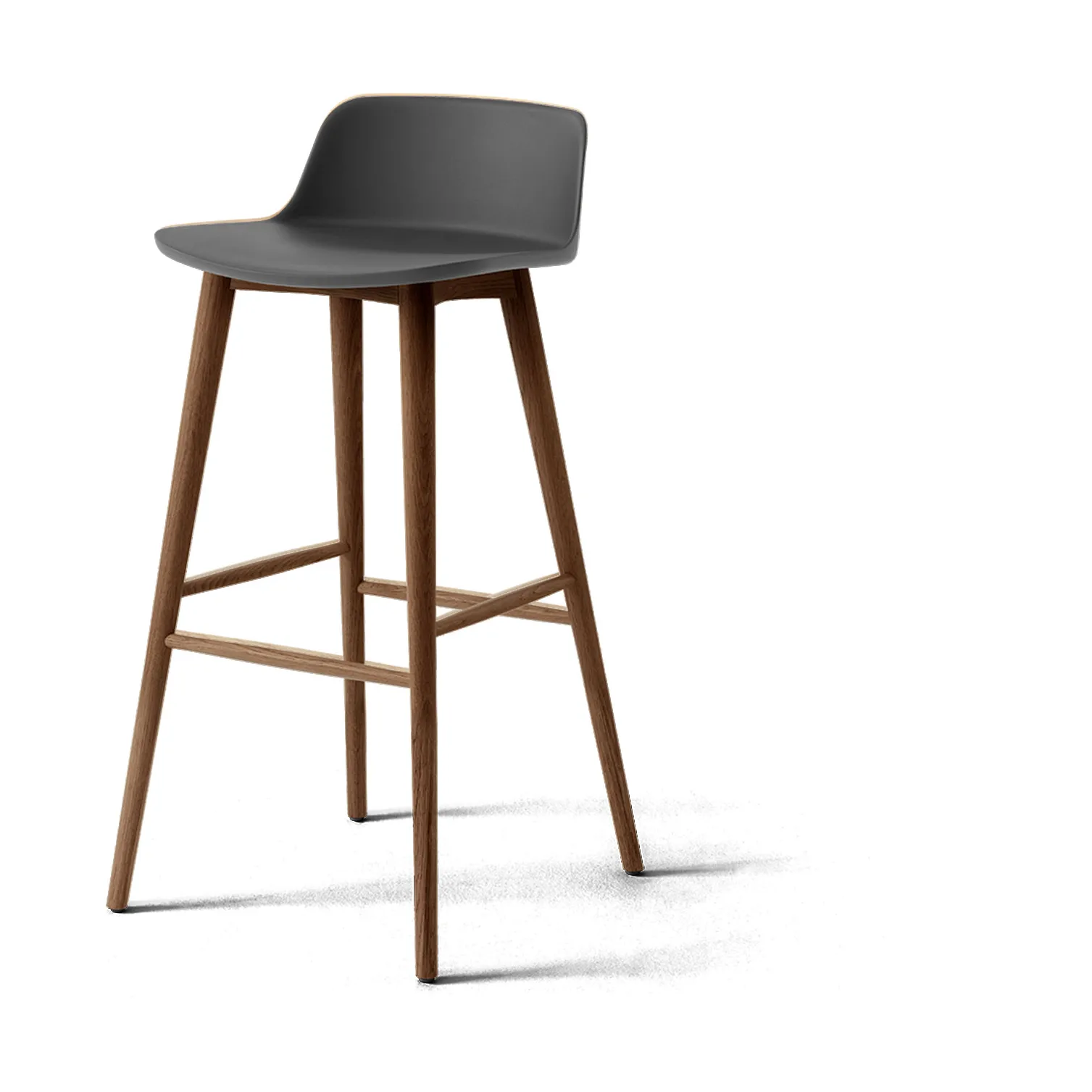 Rely HW123 bar stool, Stone grey-lacquered walnut, 75 cm &Tradition