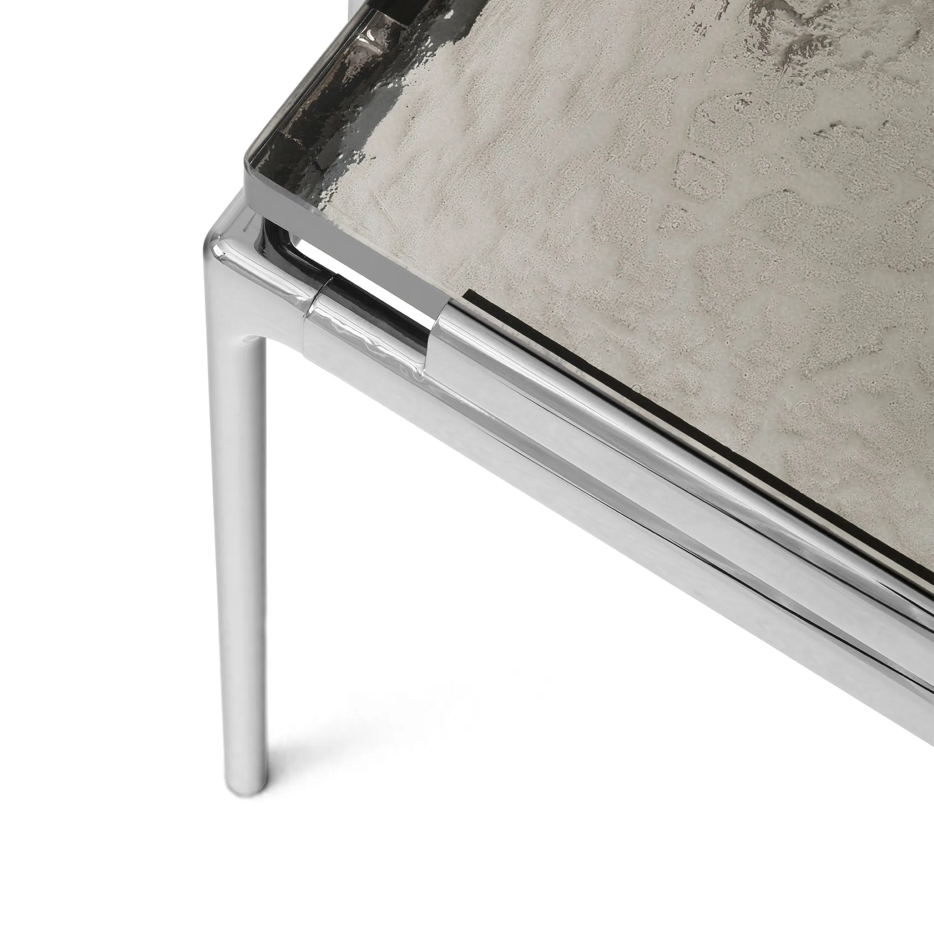 Sett LN11 side table, Smoked cast glass-dark chrome &Tradition
