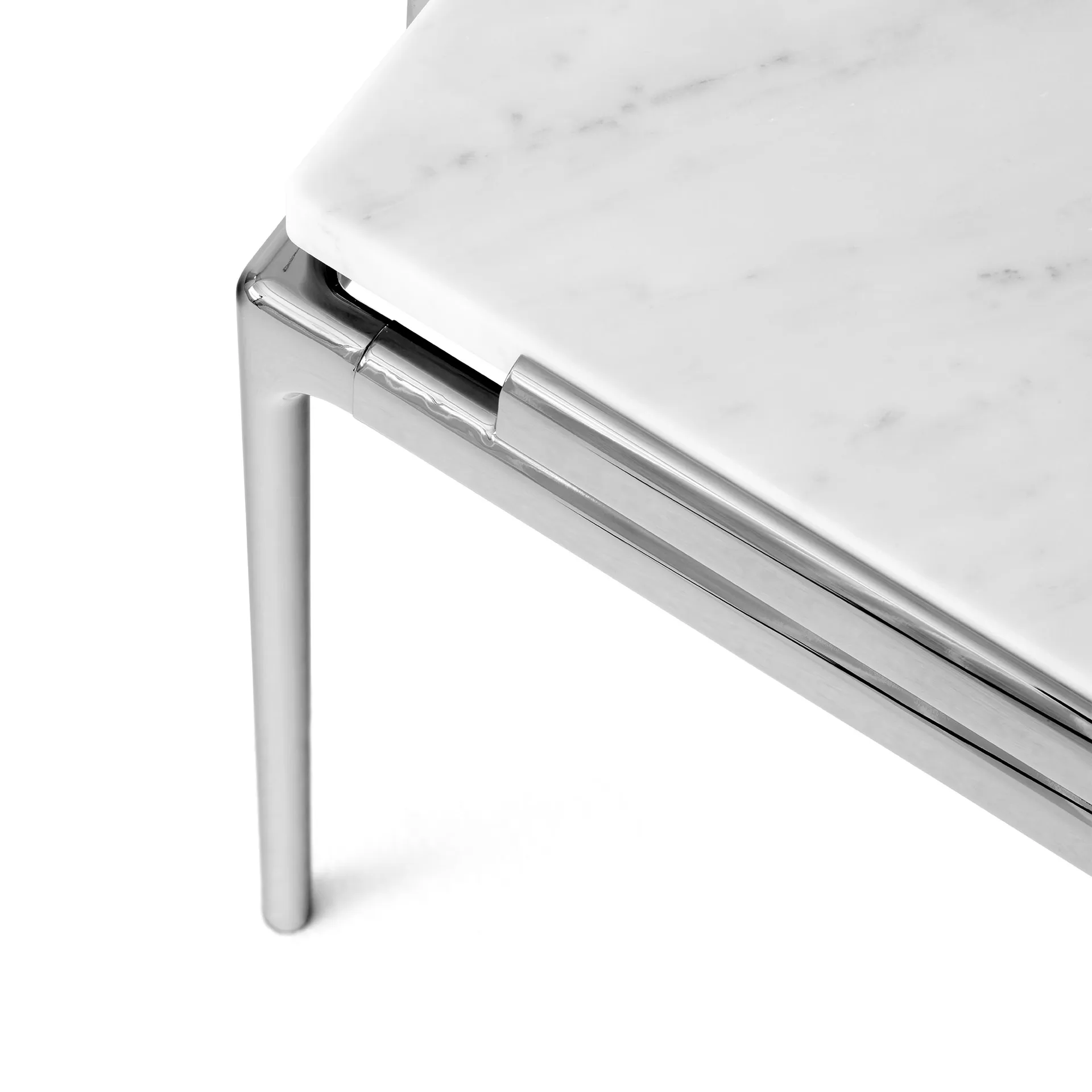 Sett LN13 coffee table, Bianco carrara-dark chrome &Tradition