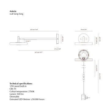 Asteria Wall wall lamp - Long, Nuance olive-chrome - Umage