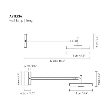 Asteria Wall wall lamp - Long, Polished brass - Umage