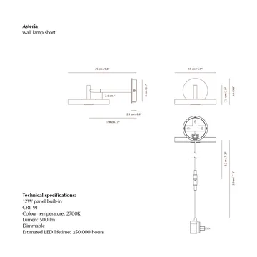 Asteria Wall wall lamp - Short, Nuance mist-chrome - Umage