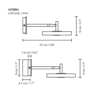Asteria Wall wall lamp - Short, Polished steel - Umage