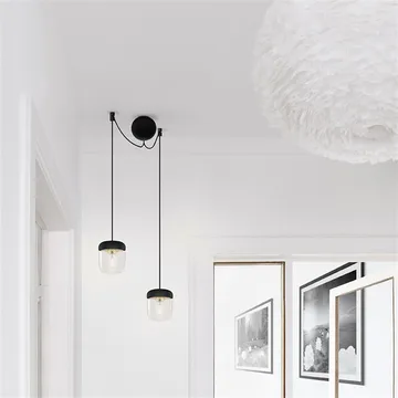Cannonball ceiling cup with 2 cords - black - Umage