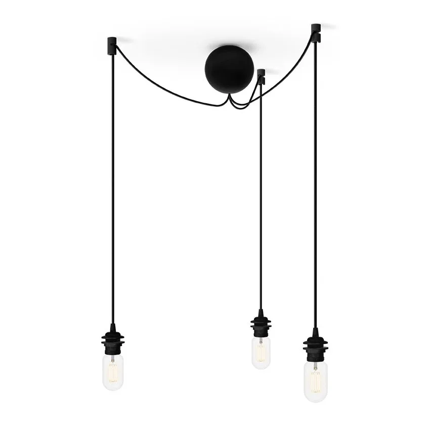 Cannonball ceiling cup with 3 cords, black Umage