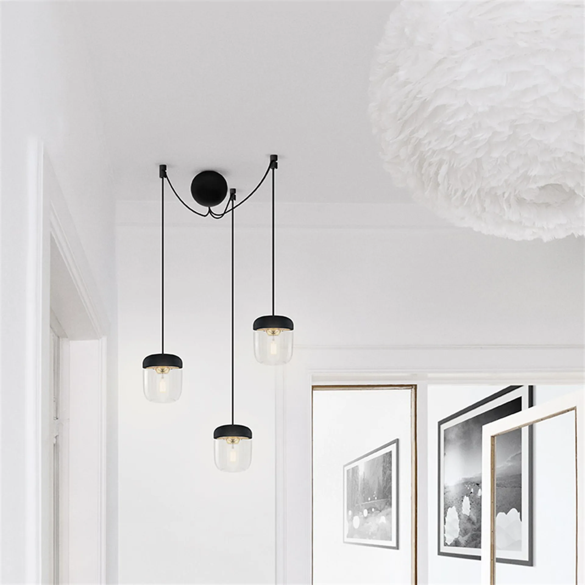Cannonball ceiling cup with 3 cords, black Umage
