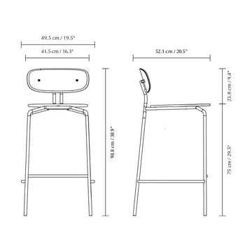 Curious bar stool 75 cm - Oak-black - Umage